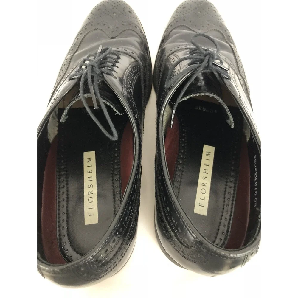 Florsheim Mens Black Leather Wingtip Lace Up Dress Shoes Size 9 D‎ SH251